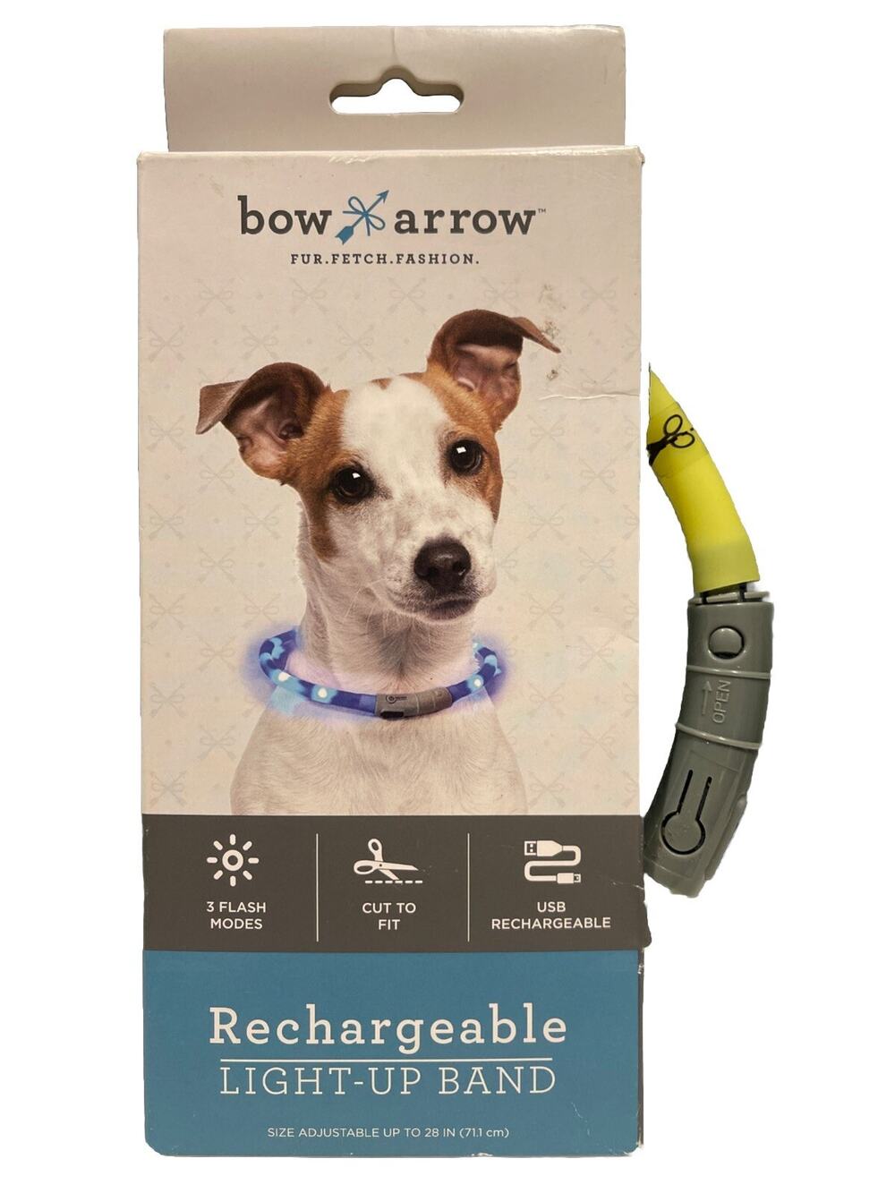 Bow & Arrow Rechargeable Light Up Band, Yellow Dog Illuminted Tube